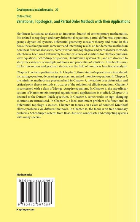 Produktbild: Variational, Topological, and Partial Order Methods with Their Applications