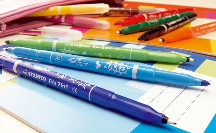 Produktbild: STABILO Filzstift und Fineliner in einem -   Trio 2 in 1 - 10er Pack mit 10 verschiedenen Farben