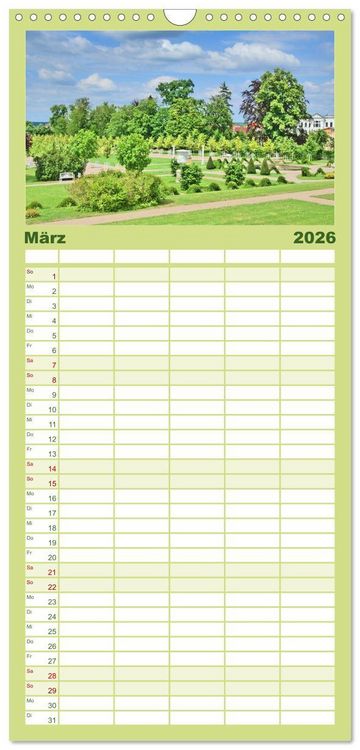 Produktbild: Familienplaner 2026 - Schlossgarten Neustrelitz mit 5 Spalten (Wandkalender, 21 x 45 cm) CALVENDO
