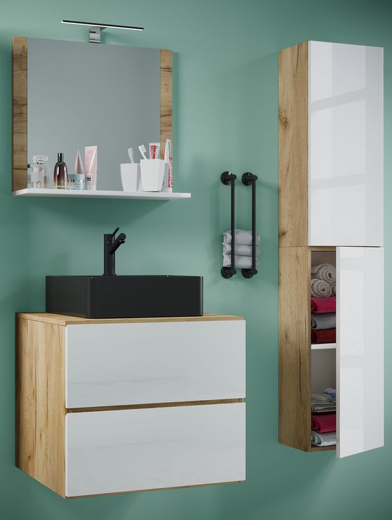 Produktbild: 4-tlg Waschtisch Badm&ouml;bel Lendas 60 cm L Schublade