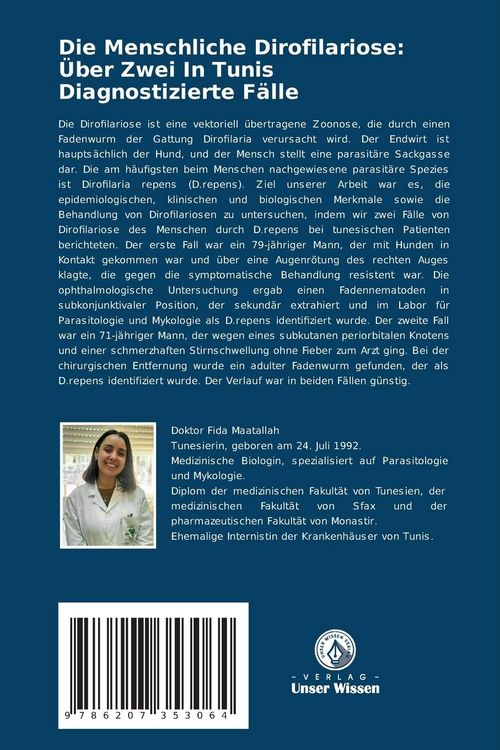 Produktbild: Die Menschliche Dirofilariose: &Uuml;ber Zwei In Tunis Diagnostizierte F&auml;lle