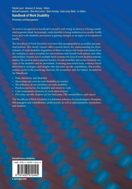 Produktbild: Handbook of Work Disability
