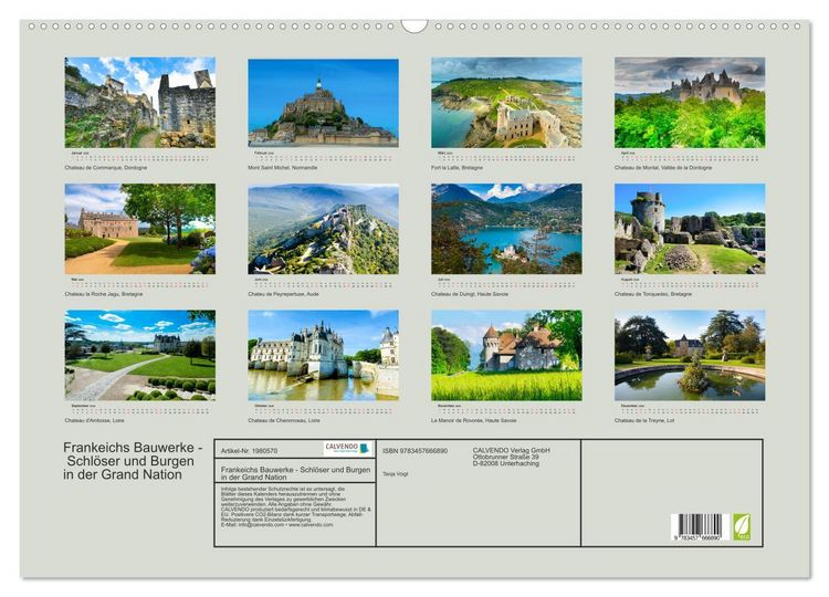 Produktbild: Frankeichs Bauwerke - Schl&ouml;ser und Burgen in der Grand Nation (Wandkalender 2026 DIN A2 quer), CALVENDO Monatskalender