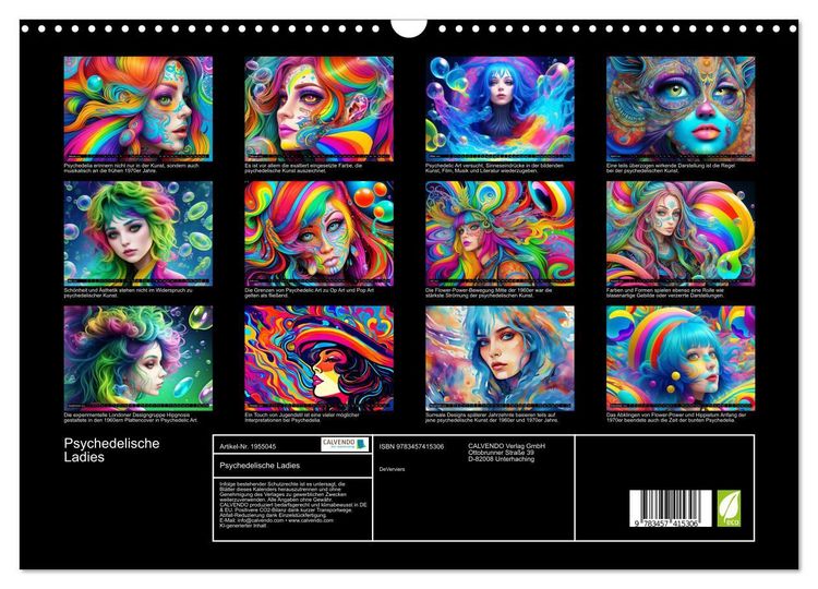 Produktbild: Psychedelische Ladies (Wandkalender 2026 DIN A3 quer), CALVENDO Monatskalender