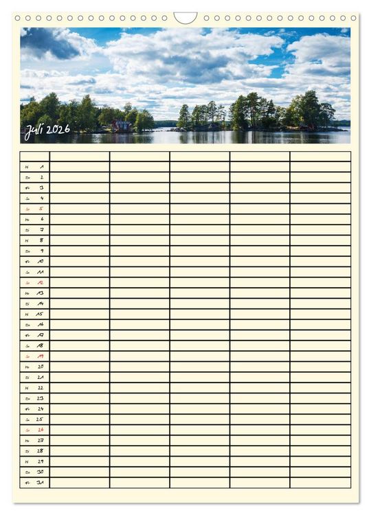 Produktbild: Urlaubsparadiese - Familienplaner (Wandkalender 2026 DIN A3 hoch), CALVENDO Monatskalender