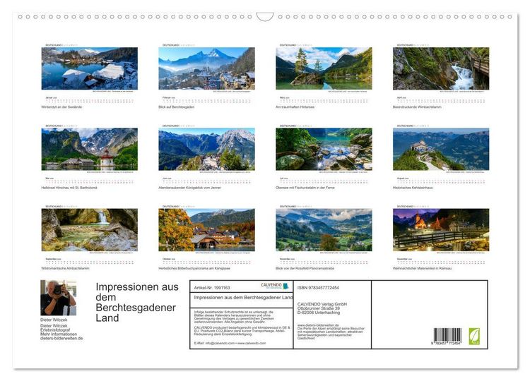 Produktbild: Impressionen aus dem Berchtesgadener Land (Wandkalender 2026 DIN A2 quer), CALVENDO Monatskalender