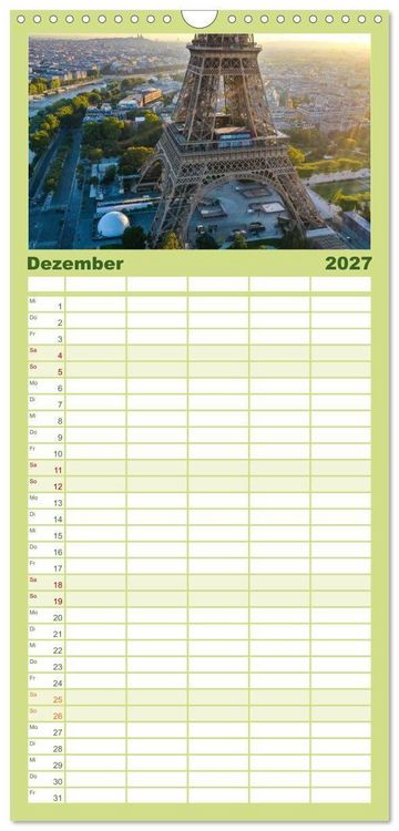 Produktbild: Familienplaner 2027 - Bonjour Paris mit 5 Spalten (Wandkalender, 21 x 45 cm) CALVENDO