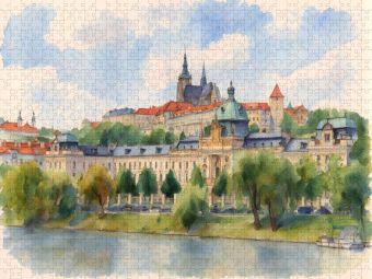 Produktbild: CALVENDO Puzzle Blick &uuml;ber die Moldau auf Prag | 1000 Teile Lege-Gr&ouml;&szlig;e 64x48cm Foto-Puzzle f&uuml;r gl&uuml;ckliche Stunden