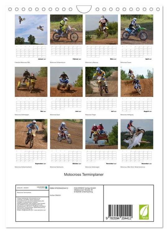 Produktbild: Motocross Terminplaner (Wandkalender 2027 DIN A4 hoch), CALVENDO Monatskalender