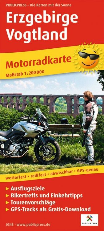 Produktbild: Motorradkarte Erzgebirge - Vogtland 1:200 000
