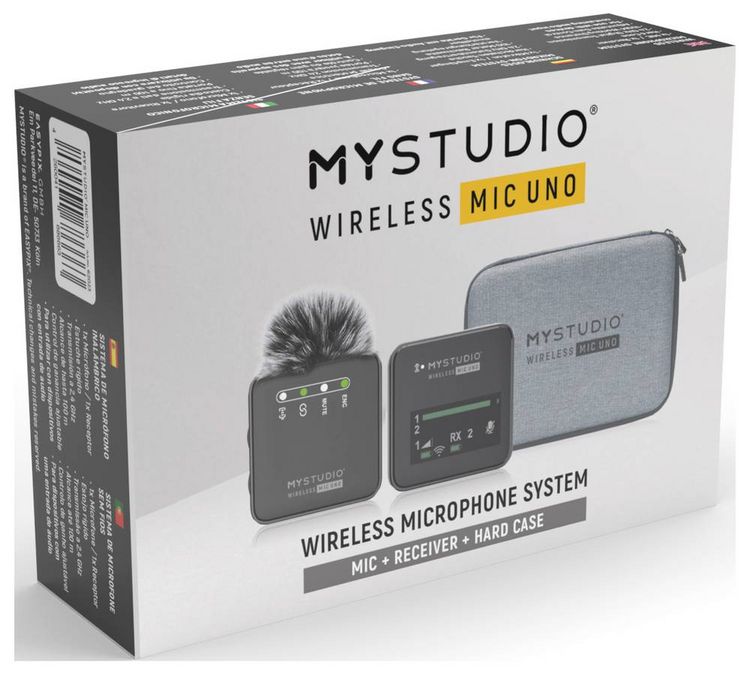 Produktbild: Ansteck Studiomikrofon Easypix MyStudio Mic UNO &Uuml;bertragungsart (Details):Kabelgebunden, Funk inkl. Windschutz, inkl. Mikrofoncase