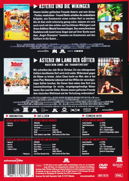Produktbild: Asterix und die Wikinger/Asterix im Land der G&ouml;tter [2 DVDs]
