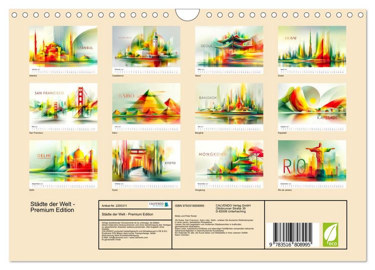 Produktbild: St&auml;dte der Welt - Premium Edition (Wandkalender 2027 DIN A4 quer), CALVENDO Monatskalender