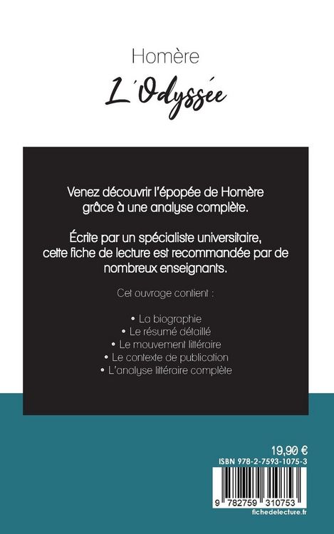 Produktbild: L'Odyss&eacute;e de Hom&egrave;re (fiche de lecture et analyse compl&egrave;te de l'&iquest;uvre)