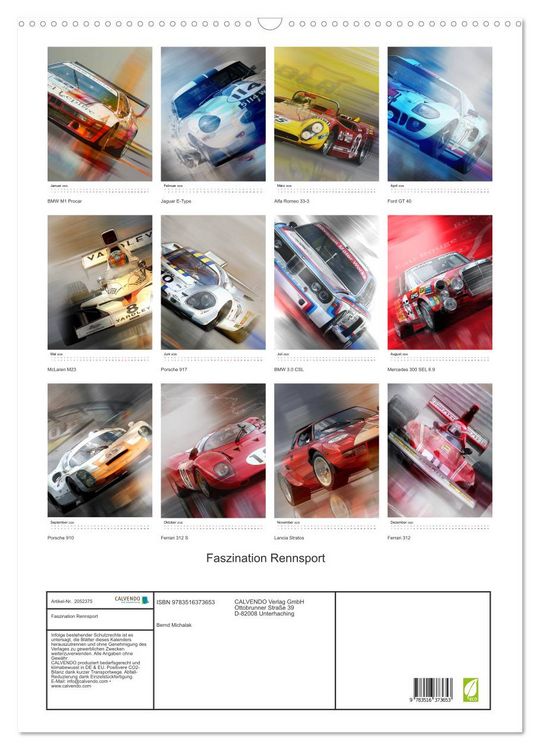 Produktbild: Faszination Rennsport (Wandkalender 2026 DIN A2 hoch), CALVENDO Monatskalender
