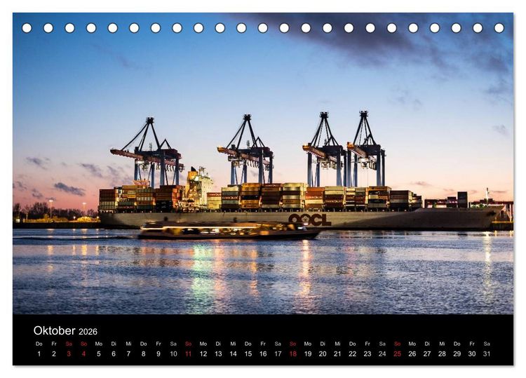 Produktbild: Der Hafen Hamburg bei Tag und Nacht (Tischkalender 2026 DIN A5 quer), CALVENDO Monatskalender