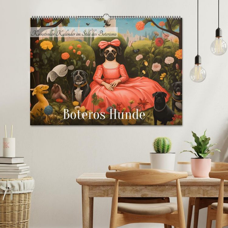 Produktbild: Boteros Hunde - Kunstvoller Kalender im Stile des Boterismo (Wandkalender 2026 DIN A2 quer), CALVENDO Monatskalender