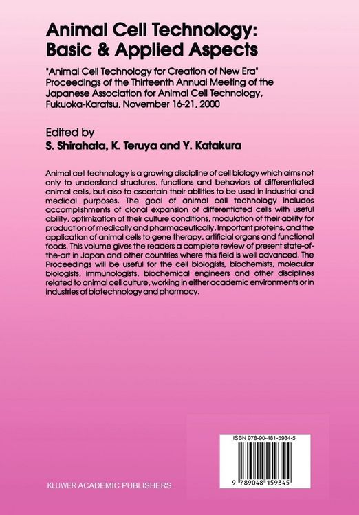 Produktbild: Animal Cell Technology: Basic & Applied Aspects
