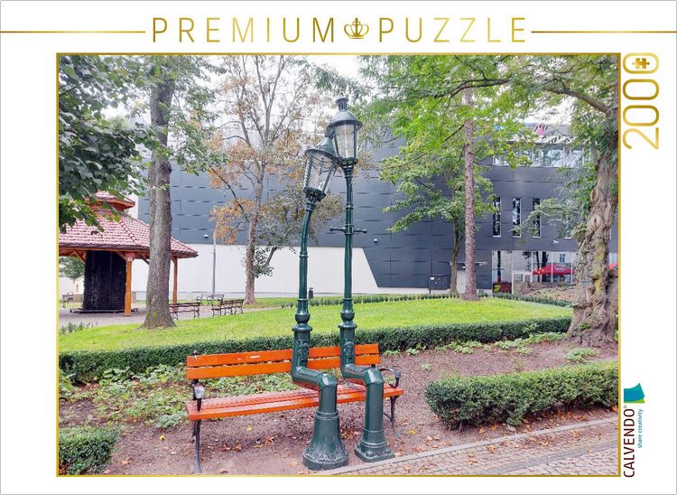 Produktbild: CALVENDO Puzzle Bunzlau - Boleslawiec Romantische Stra&szlig;enlampen auf der Parkbank | 2000 Teile Lege-Gr&ouml;&szlig;e 90x67cm Foto-Puzzle f&uuml;r gl&uuml;ckliche Stunden