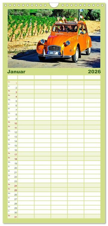 Produktbild: Familienplaner 2026 - Citro&euml;n 2CV - die Ente mit 5 Spalten (Wandkalender, 21 x 45 cm) CALVENDO