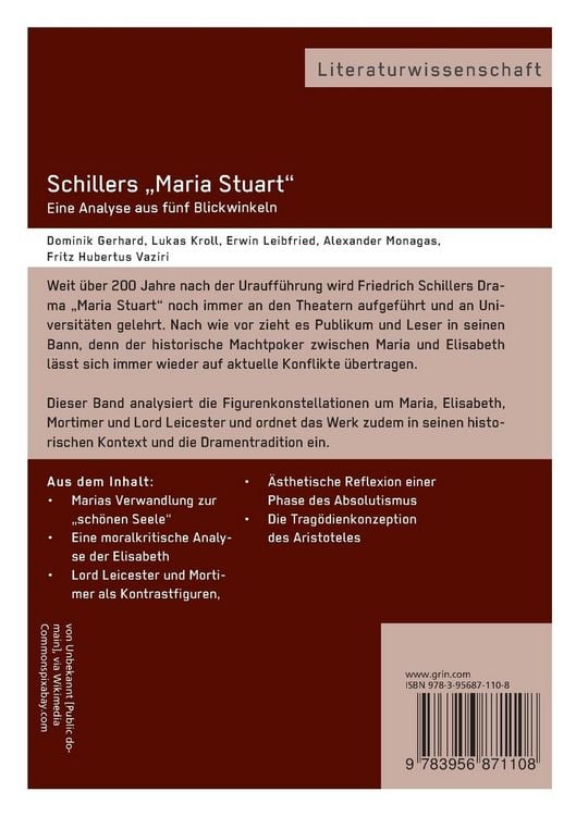 Produktbild: Schillers &bdquo;Maria Stuart&ldquo; &ndash; Eine Analyse aus f&uuml;nf Blickwinkeln