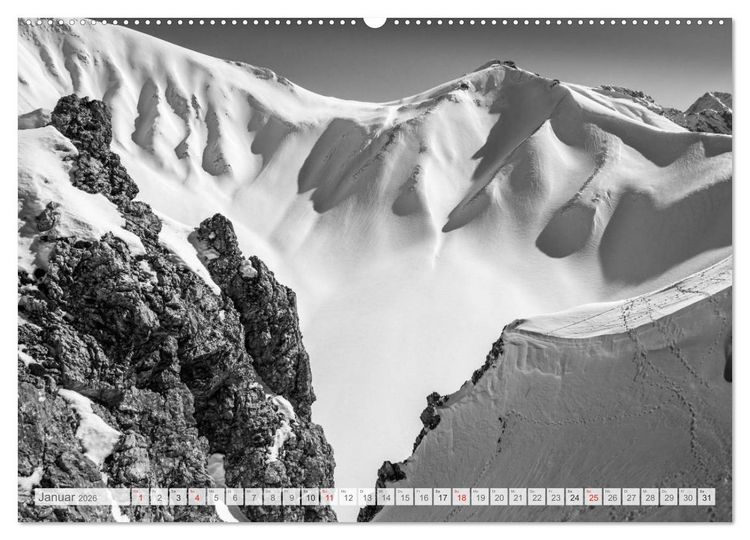 Produktbild: Bergpixels Schwarz-Wei&szlig;e Gebirgstr&auml;ume (Wandkalender 2026 DIN A2 quer), CALVENDO Monatskalender