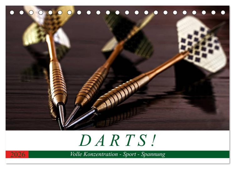 Produktbild: Darts. Konzentration - Sport - Spannung (Tischkalender 2026 DIN A5 quer), CALVENDO Monatskalender