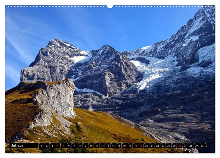 Produktbild: Das Dreigestirn im Berner Oberland. Eiger, M&ouml;nch und Jungfrau (hochwertiger Premium Wandkalender 2026 DIN A2 quer), Kunstdruck in Hochglanz