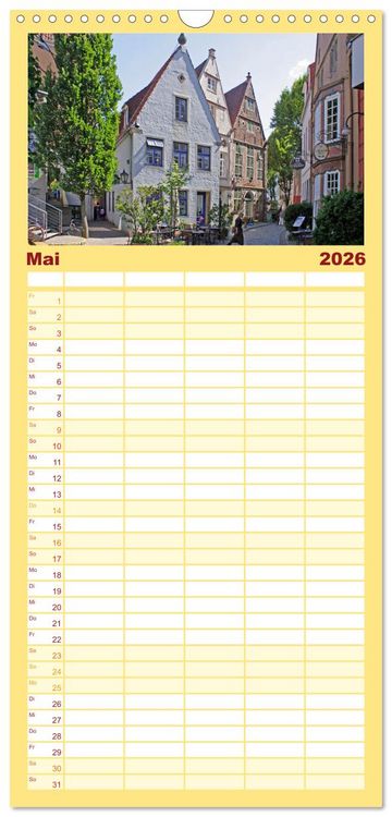 Produktbild: Familienplaner 2026 - Ansichten von Bremen und Bremerhaven mit 5 Spalten (Wandkalender, 21 x 45 cm) CALVENDO
