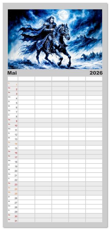 Produktbild: Familienplaner 2026 - Finsternis der Vampire - Mystischer d&uuml;sterer Fantasy Kalender mit 5 Spalten (Wandkalender, 21 x 45 cm) CALVENDO