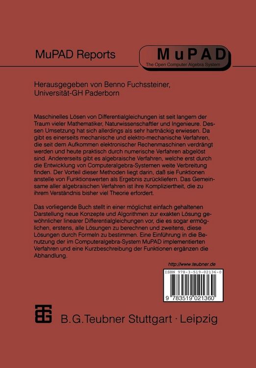 Produktbild: Algebraische Algorithmen zur L&ouml;sung von linearen Differentialgleichungen
