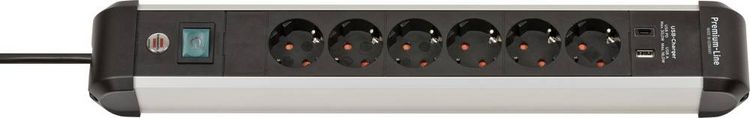 Produktbild: Brennenstuhl 1391030611 Steckdosenleiste mit Schalter Silber, Schwarz Schutzkontakt 1St.
