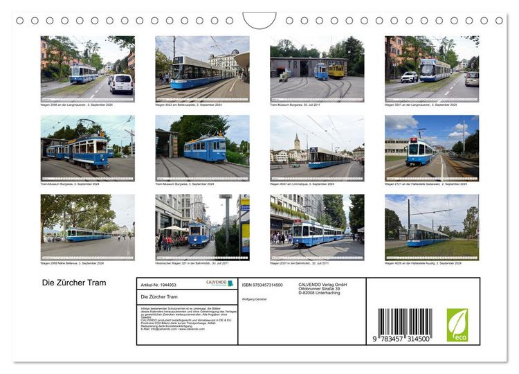 Produktbild: Die Z&uuml;rcher Tram (Wandkalender 2026 DIN A4 quer), CALVENDO Monatskalender