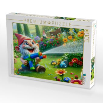 Produktbild: CALVENDO Puzzle Sommerfreuden: Gartenzwerge und das spritzige Wasserspiel | 1000 Teile Lege-Gr&ouml;&szlig;e 64x48cm Foto-Puzzle f&uuml;r gl&uuml;ckliche Stunden