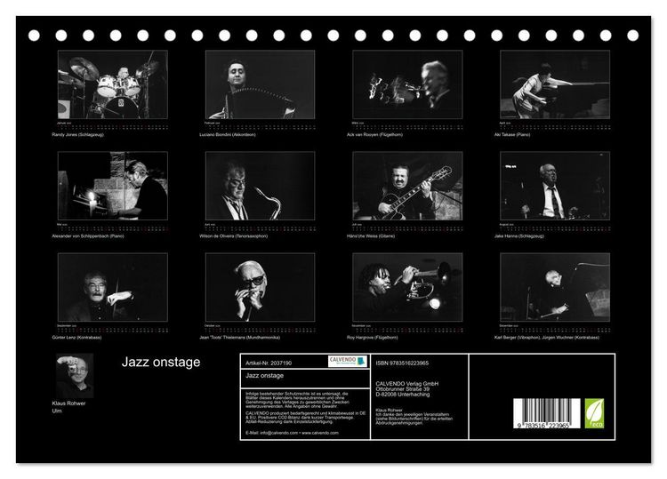 Produktbild: Jazz onstage (Tischkalender 2026 DIN A5 quer), CALVENDO Monatskalender