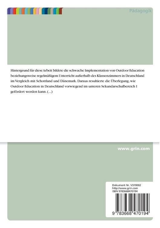 Produktbild: Outdoor Education an Schulen in D&auml;nemark, Schottland und Deutschland