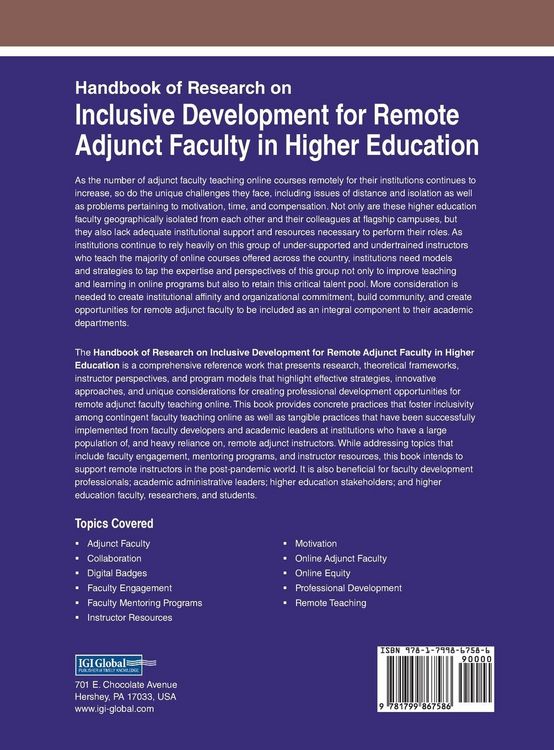 Produktbild: Handbook of Research on Inclusive Development for Remote Adjunct Faculty in Higher Education
