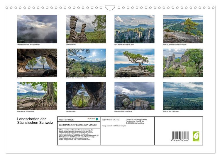 Produktbild: Landschaften der S&auml;chsischen Schweiz (Wandkalender 2026 DIN A3 quer), CALVENDO Monatskalender