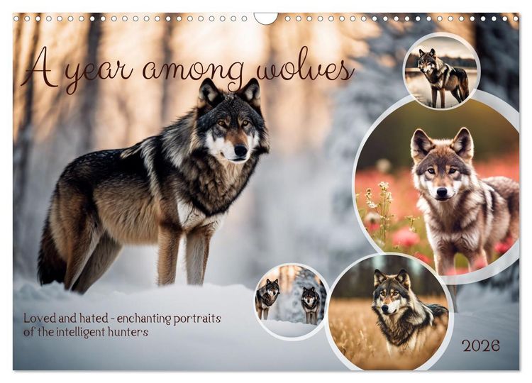 Produktbild: A year among wolves (Wall Calendar 2026 DIN A3 landscape), CALVENDO 12 Month Wall Calendar