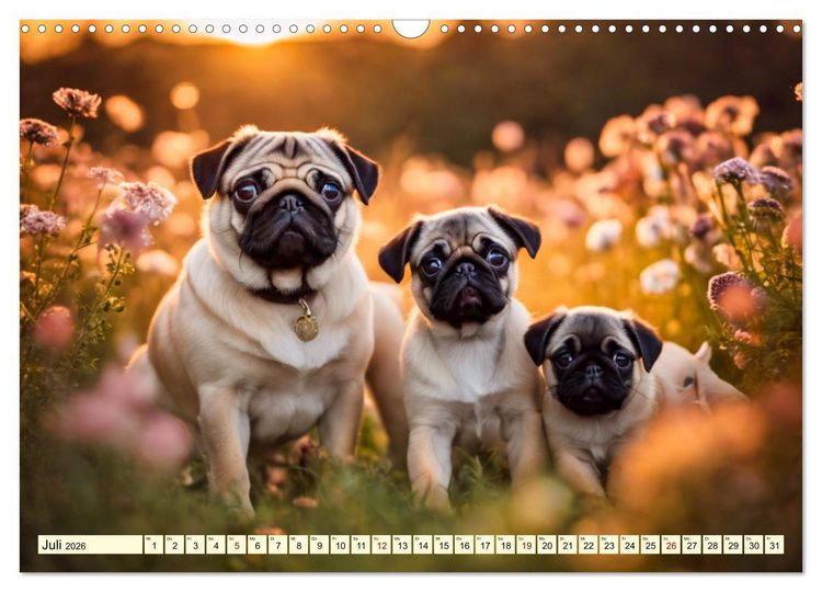 Produktbild: M&ouml;pse - quirlige Charmebolzen (Wandkalender 2026 DIN A3 quer), CALVENDO Monatskalender