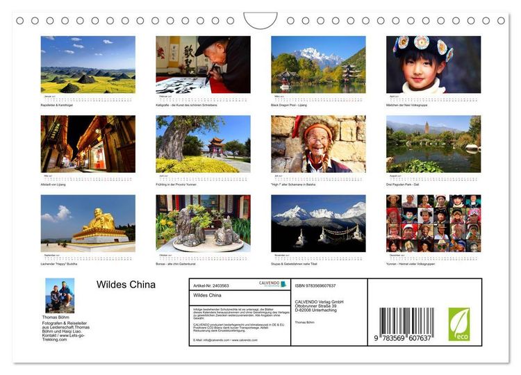 Produktbild: Wildes China (Wandkalender 2027 DIN A4 quer), CALVENDO Monatskalender