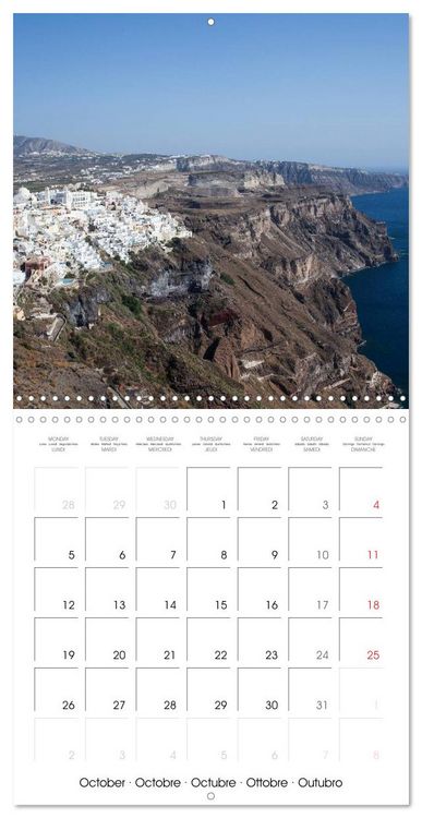 Produktbild: Santorini, Une perle de la M&eacute;diterran&eacute;e (Calendrier mural carr&eacute; 2026 30x30 cm) Calendrier double avec une page pour vos prises de notes