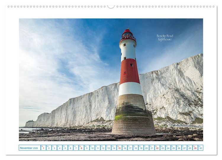 Produktbild: Leuchtt&uuml;rme entlang der britischen K&uuml;ste (hochwertiger Premium Wandkalender 2026 DIN A2 quer), Kunstdruck in Hochglanz