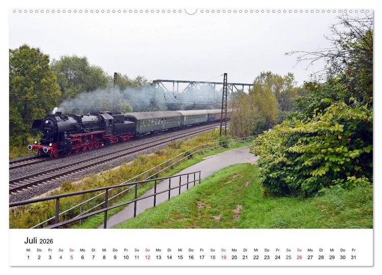 Produktbild: Feuer Wasser Kohle - Dampflokomotiven der Deutschen Reichsbahn (Wandkalender 2026 DIN A2 quer), CALVENDO Monatskalender