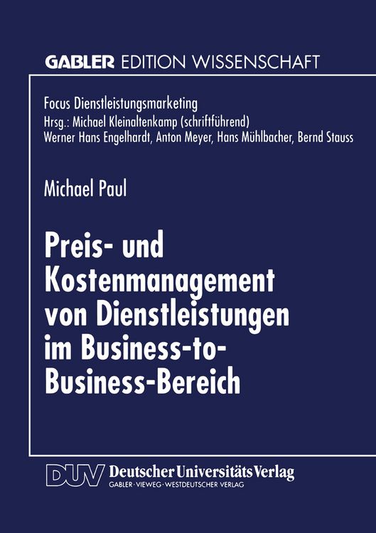 Produktbild: Preis- und Kostenmanagement von Dienstleistungen im Business-to-Business-Bereich