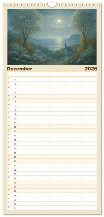 Produktbild: Familienplaner 2026 - Im Licht der Sehnsucht - Romantische Landschaften mit 5 Spalten (Wandkalender, 21 x 45 cm) CALVENDO