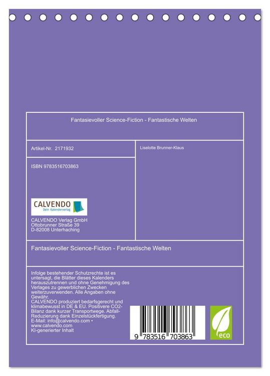Produktbild: Fantasievoller Science-Fiction - Fantastische Welten (Tischkalender 2026 DIN A5 hoch), CALVENDO Monatskalender