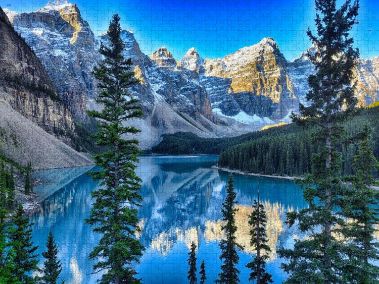 Produktbild: CALVENDO Puzzle Der Moraine Lake wurde 1969 sogar auf der 20-Dollar-Note im Rahmen der Scenes of Canadian Series abgebildet. | 1000 Teile Lege-Gr&ouml;&szlig;e 64x48cm Foto-Puzzle f&uuml;r gl&uuml;ckliche Stunden