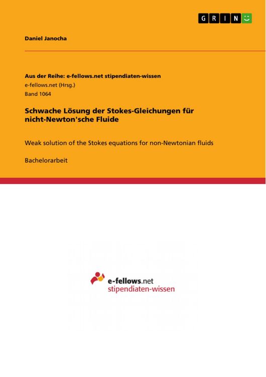 Produktbild: Schwache L&ouml;sung der Stokes-Gleichungen f&uuml;r nicht-Newton'sche Fluide