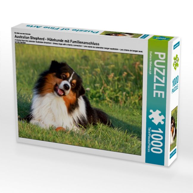 Produktbild: CALVENDO Puzzle Ein Motiv aus dem Kalender Australian Shepherd - H&uuml;tehunde mit Familienanschluss | 1000 Teile Lege-Gr&ouml;&szlig;e 64x48cm Foto-Puzzle f&uuml;r gl&uuml;ckliche Stunden